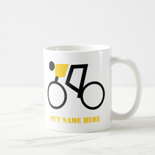 Cyclist riding his bicycle custom coffee mug