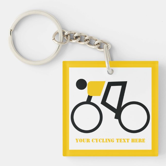 Cyclist riding his bicycle custom key ring (Front)