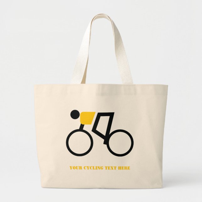 Cyclist riding his bicycle custom large tote bag (Front)