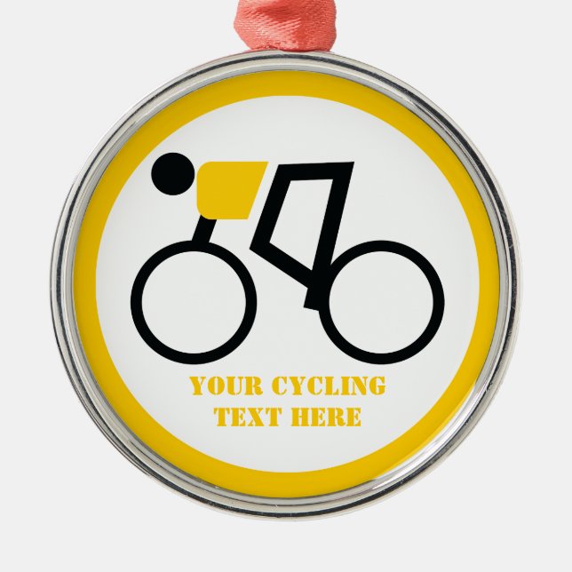 Cyclist riding his bicycle custom metal tree decoration (Front)