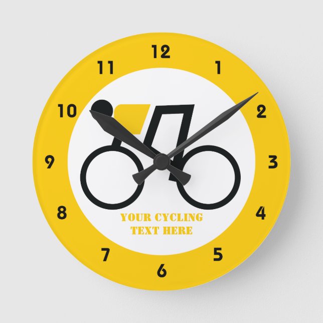 Cyclist riding his bicycle custom round clock (Front)