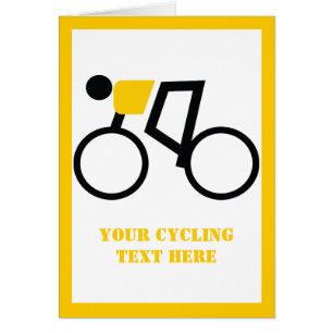 Cyclist riding his bicycle vertical greeting card