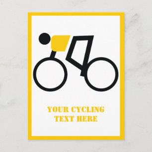 Cyclist riding his bicycle vertical postcard