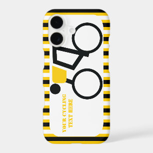 Cyclist riding his bicycle, yellow black stripes