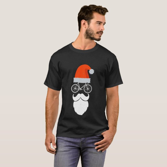 Cyclist Santa Bicycle Cycling Enthusiast Gift T-Shirt (Front Full)