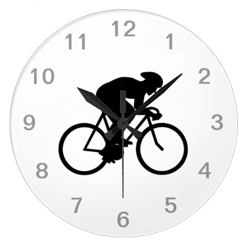 Image of Cyclist Silhouette. Large Clock
