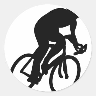 cyclist tour de france racing bike classic round sticker