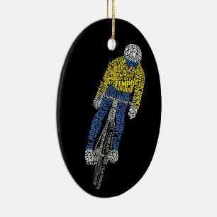 Cyclist Word Art Bicycle Cycling Ceramic Tree Decoration