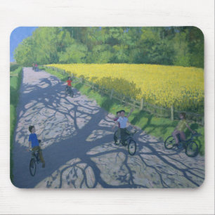 Cyclists and Yellow Field Kedleston Derby Mouse Mat