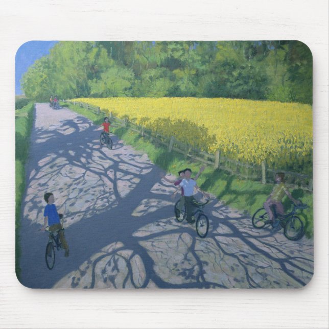 Cyclists and Yellow Field Kedleston Derby Mouse Mat (Front)