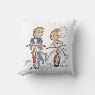 Cyclists Bride and Groom Cushion