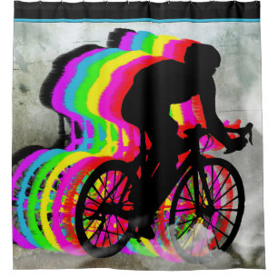 Cyclists Cycling in the Clouds Shower Curtain