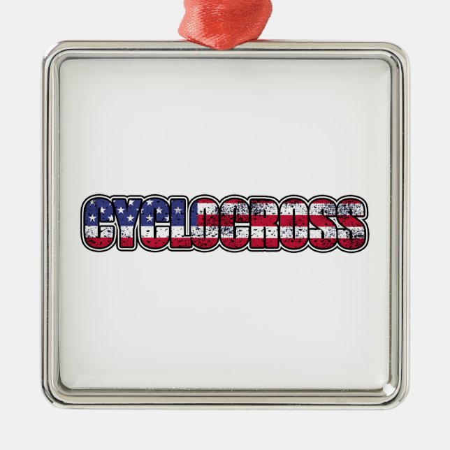 Cyclocross American Flag Metal Tree Decoration (Front)