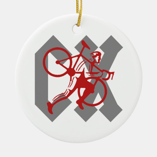 Cyclocross Ceramic Tree Decoration (Front)