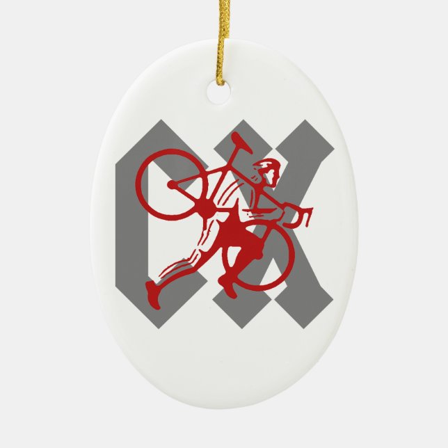 Cyclocross Ceramic Tree Decoration (Front)