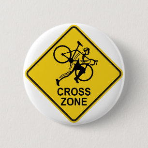 Cyclocross Zone Road Sign 6 Cm Round Badge