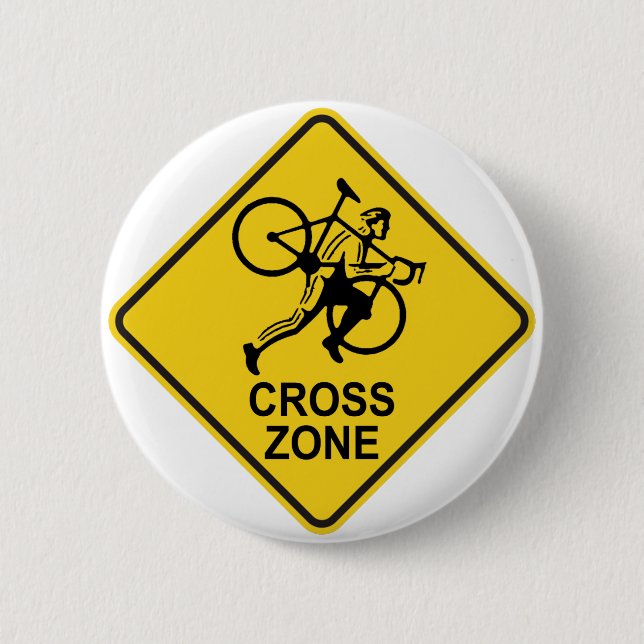 Cyclocross Zone Road Sign 6 Cm Round Badge (Front)