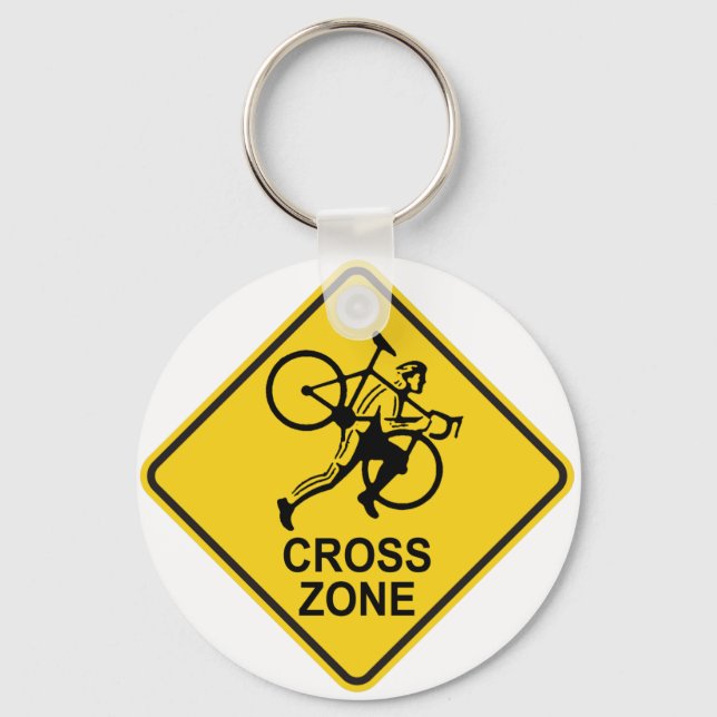 Cyclocross Zone Road Sign Key Ring (Front)