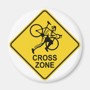 Cyclocross Zone Road Sign Magnet
