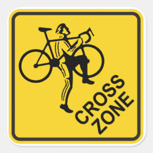 Cyclocross Zone Road Sign Square Sticker