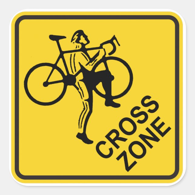 Cyclocross Zone Road Sign Square Sticker (Front)