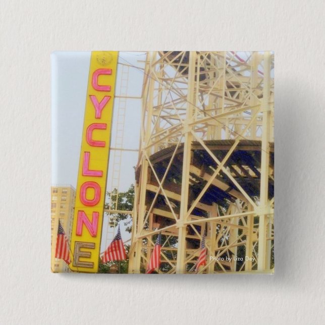 Cyclone Rollercoaster Square Button (Front)
