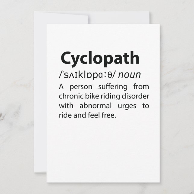 Cyclopath Funny Dictionary Definition (Front)