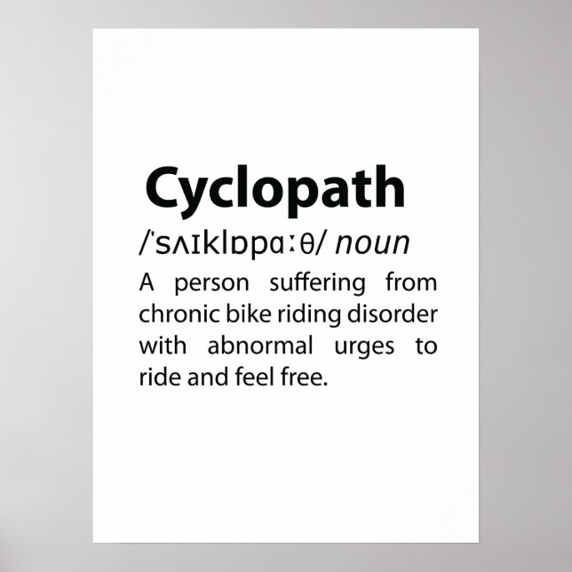 Cyclopath Funny Dictionary Definition Poster (Front)