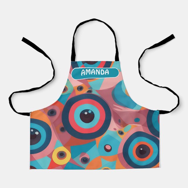 Cyclops Geometric Colourful Personalised Pattern Apron (Front)
