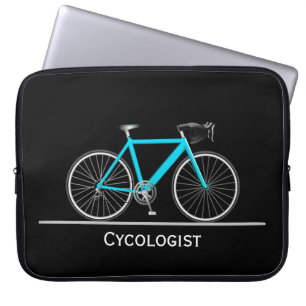 Cycologist Aqua Bike on Black  Laptop Sleeve