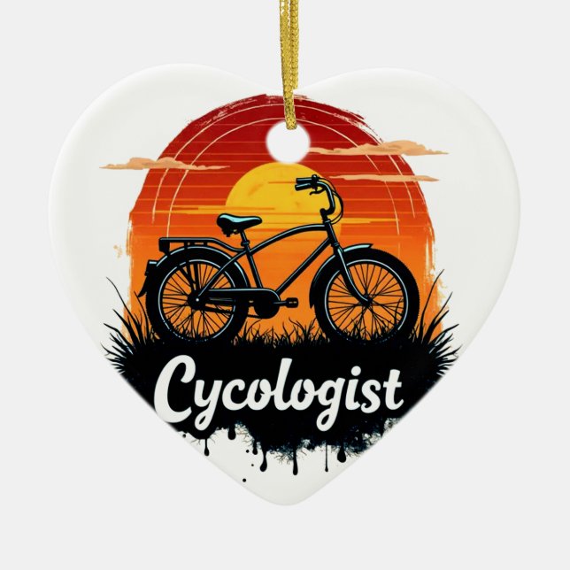 Cycologist Bike Adventure: Sunset Graphic Tee  Ceramic Tree Decoration (Front)