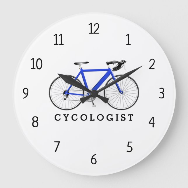 Cycologist Blue Bicycle Large Clock (Front)