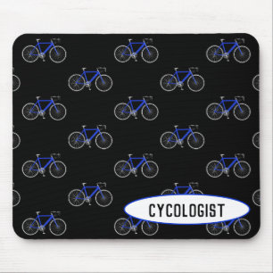 cycologist blue bicycle on black mouse mat