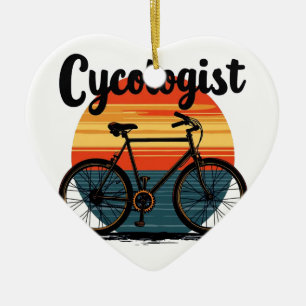 Cycologist: Energetic Biker Tee – for Cycling Ceramic Tree Decoration