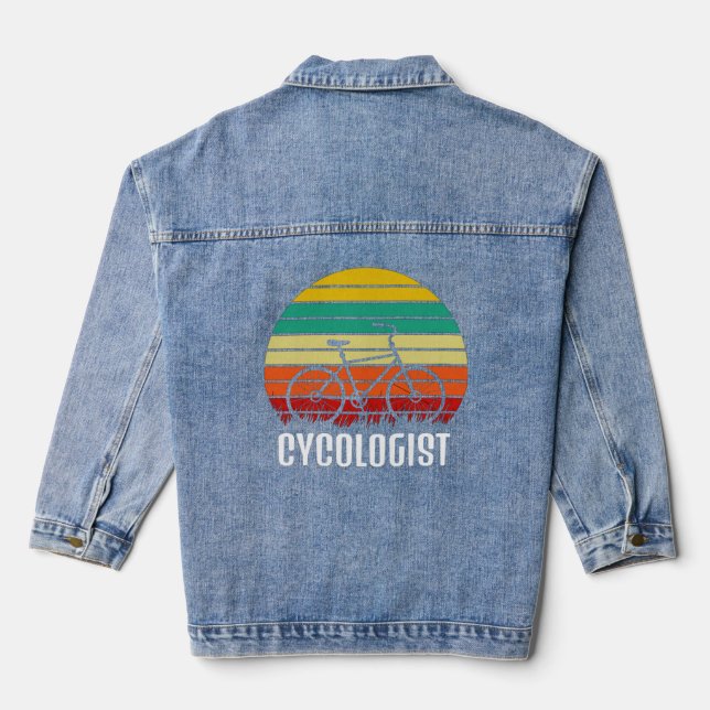 Cycologist - Funny Vintage Cycling Denim Jacket (Back)