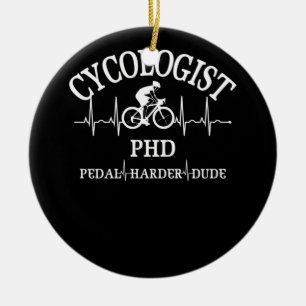 Cycologist PhD Pedal Harder Dude Heartbeat Ceramic Tree Decoration