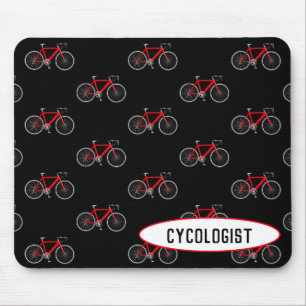 cycologist red bicycle on black mouse mat