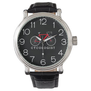 Cycologist Red Bicycle On Black Watch