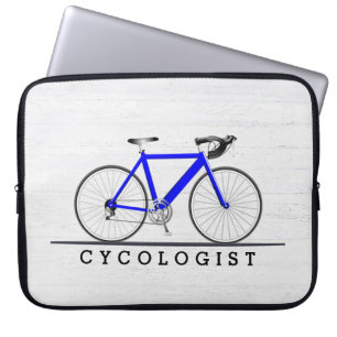 Cycologist Text with Blue Bicycle Laptop Sleeve