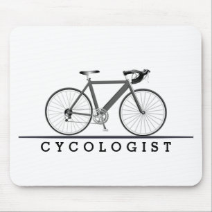 Cycologist Text with Grey Bicycle Mouse Mat