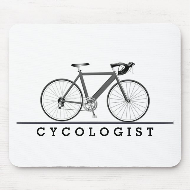 Cycologist Text with Grey Bicycle Mouse Mat (Front)