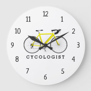 Cycologist Yellow Bicycle Large Clock