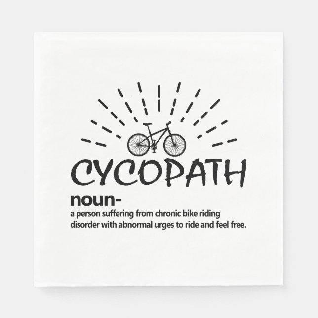 Cycopath Definition Funny Biker Cyclist Napkin (Front)
