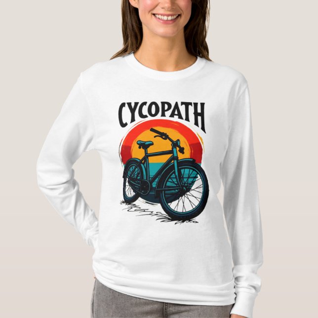 Cycopath: Energetic Bike with sunset Graphic Tee (Front)