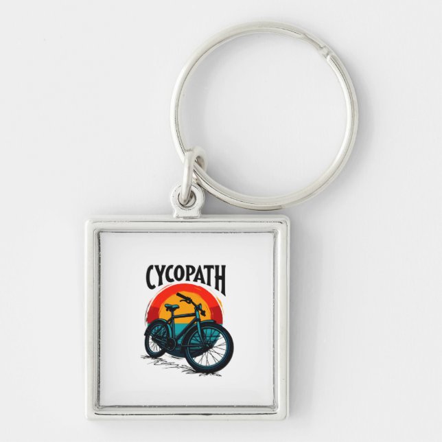 Cycopath: Energetic Bike with sunset Graphic Tee Key Ring (Front)