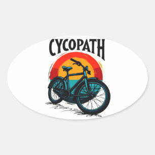 Cycopath: Energetic Bike with sunset Graphic Tee Oval Sticker