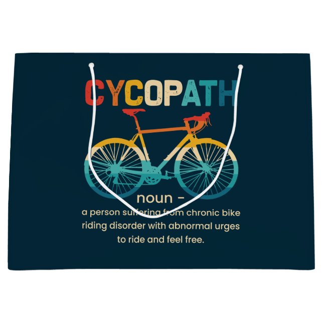 Cycopath Funny Cycling for Cyclists and Bikers Large Gift Bag (Front)