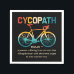 Cycopath Funny Cycling for Cyclists and Bikers Napkin<br><div class="desc">The "Cycopath" collection offers a humourous take on the love for cycling, perfect for cyclists and bikers with a playful spirit. This design embraces the thrill and obsession of riding, blending fun and passion into one bold statement. Show off your cycling pride and sense of humour with this lighthearted design,...</div>