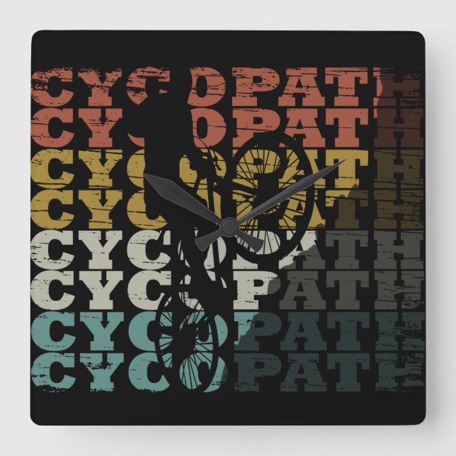 Cycopath funny cycling square wall clock (Front)
