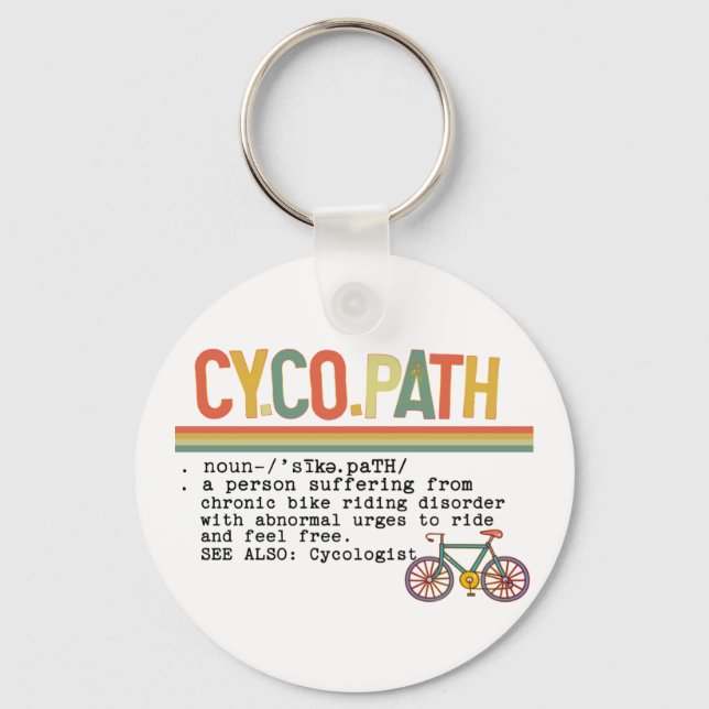 CycoPath Funny Humour Cyclist Bike Definition  Key Ring (Front)